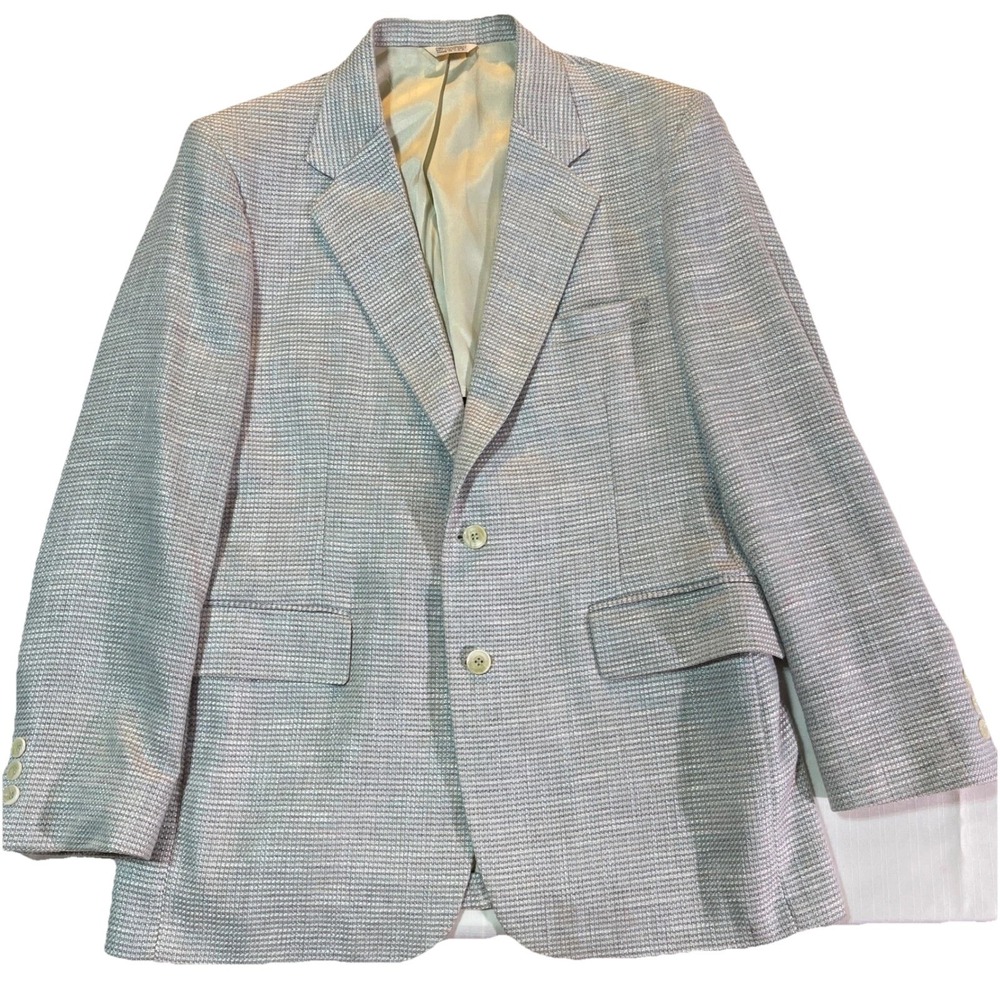 Beautiful Vtg Textured 42R Nob Hill Blazer Two Button Gray Career Jacket‎
